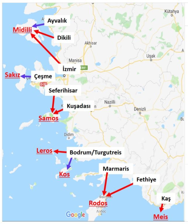 Yunan Adaları Haritası
