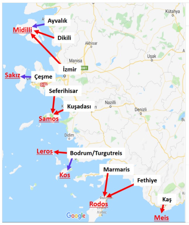 Yunan Adaları Haritası