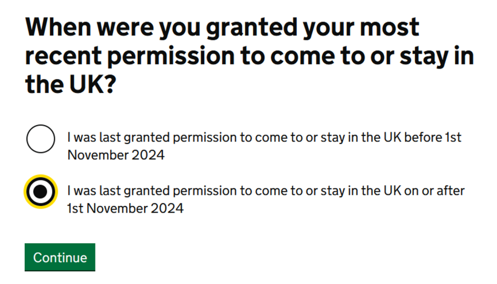 Visa date selection