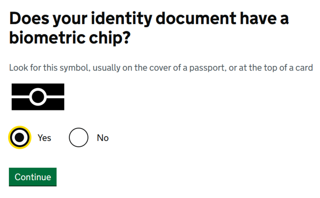 Biometric passport check