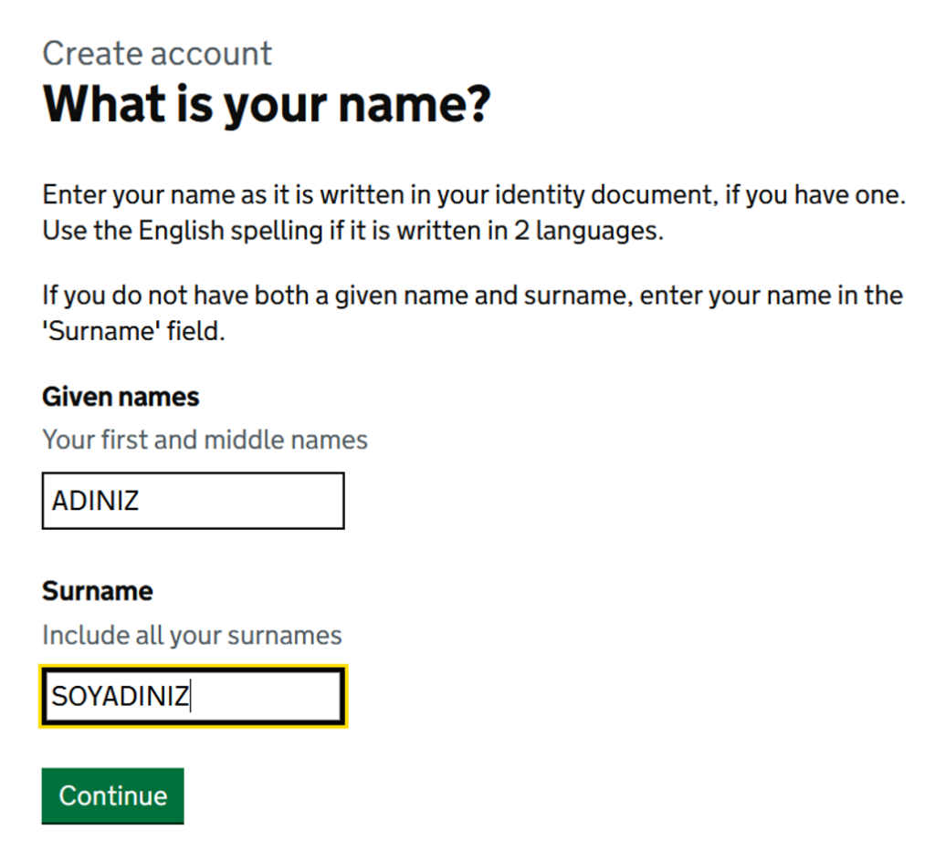 Name entry