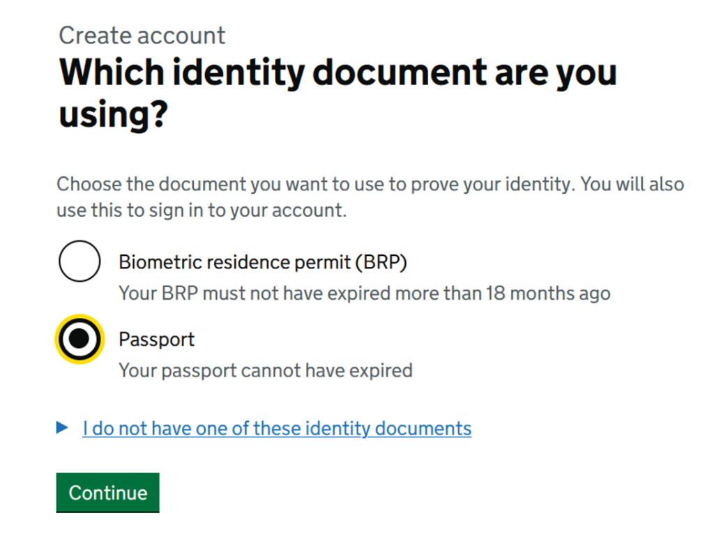 Passport selection