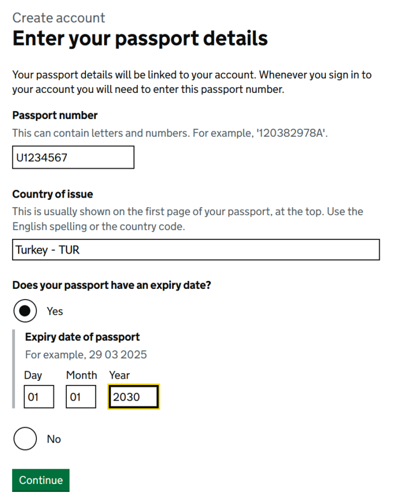 Passport details